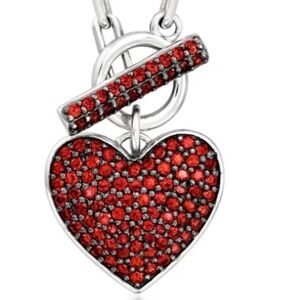 1.80 ct. t.w. Garnet Heart Toggle Necklace in Sterling Silver